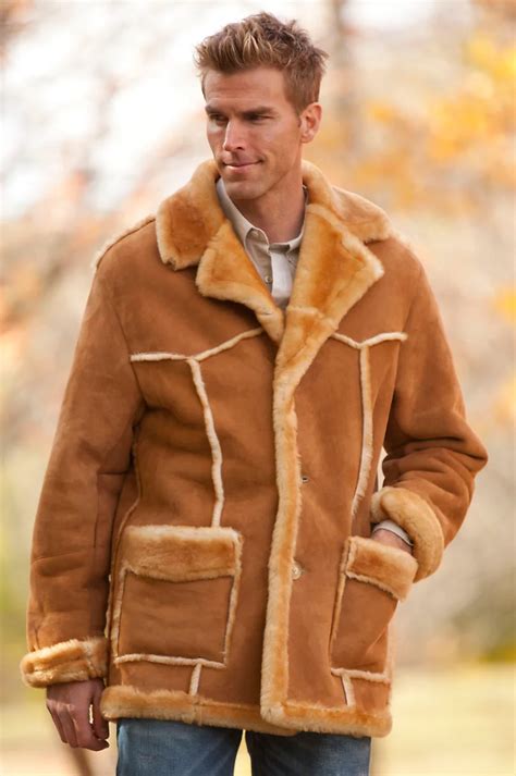 Overland sheepskin - Plush sheepskin with diamond stitching is naturally insulating the entire coat with soft, thick shearling, while the storm placket with zip and button closures defends you from wind and chill. Interior zip pocket, and 3 zip pockets store your gear and warm your hands. Specs: 32.25" long, 4 pounds. Made in: 
